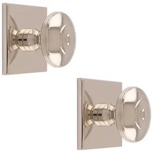 2 PACK - 32mm Round Cabinet Door Knob & 40x40mm Matching Backplate Polished Nickel Handle