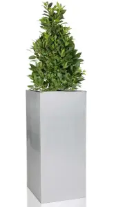 Primrose Zinc Galvanised Tall Rectangular Cube Planter Plant Pot in Silver 50cm x 25cm