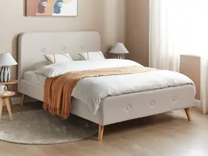 Fabric EU Double Size Bed Beige RENNES