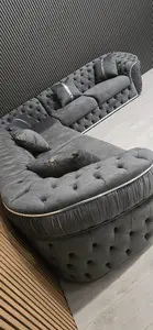 Ambassador Corner Sofa Dark Grey Velvetgre 7 seater sofa