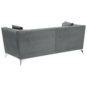 3 Seater Velvet Fabric Sofa Grey GAULA