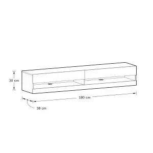 GFW Leon 180cm Wall TV Unit with LED Oak