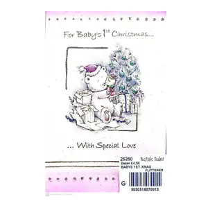 Simon Elvin Babys First Christmas Christmas Card (Pack of 12) White/Pink/Black (One Size)