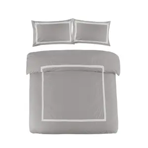 Harmonia Polyester Solid Colour Duvet Cover Set with Pillowcases Grey/White / King