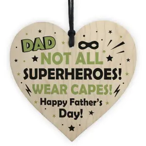 Red Ocean Fathers Day Gifts Novelty Dad Gifts Superhero Dad Funny Novelty Gift Wooden Heart