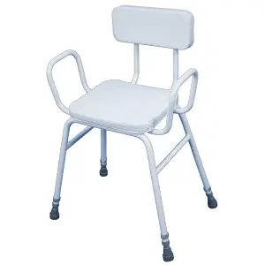 Perching Stool with Arms - 790 945mm Height Padded Easy Clean Seat and Backrest