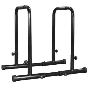 Yaheetech Black Adjustable Dip Bar Stand for Tricep Dips