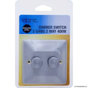 Stainless Steel Single Light Dimmer Switch 2 Gang 2 Way On/Off Function Control