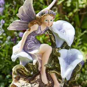 Magical Fairy Water Fountain - Solar Powered Liliana Fairy Colour Mythical Water Feature