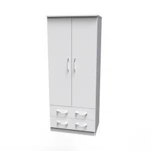 Heddon 2 Door 2 Drawer Wardrobe in White Matt (Ready Assembled)