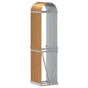 Log Holder Light Brown 40x45x170 cm Galvanised Steel