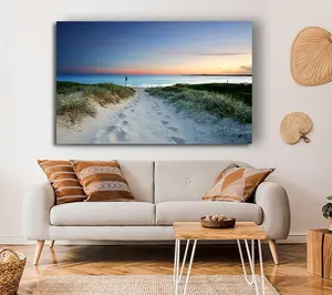 Sunrise Beach Walk Canvas Print Wall Art - Medium 20 x 32 Inches