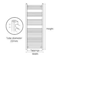 Straight Towel Rail Heated Towel Rails Chrome / 100cm H x 50cm W x 2cm D