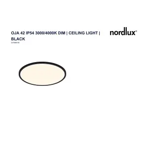 Nordlux Oja 42 Indoor Ultra-Slim Ceiling Light in Black (Height) 2.3cm