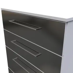 Chester 4 Drawer Deep Chest in Black Gloss & White (Ready Assembled)