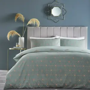 furn. Bee Deco Geometric Reversible Duvet Cover Set