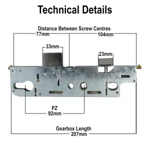 GU Old Style 35mm Backset 92pz Single Spindle uPVC Door Lock Centre Case Gearbox