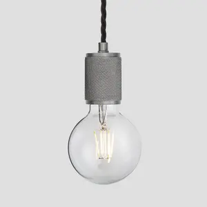 Industville Knurled Edison Pendant Light, 1 Wire, Pewter