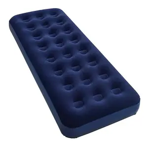 Blue Indoor Outdoor Quick Inflated Single Flocked Design Air Mattress