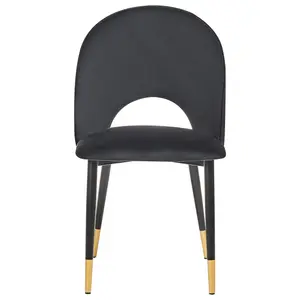 Set of 2 Dining Chairs MAGALIA Velvet Black