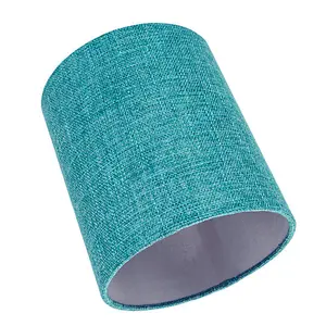 Contemporary and Sleek Teal Linen Fabric 6 Cylindrical Lamp Shade 60w Maximum