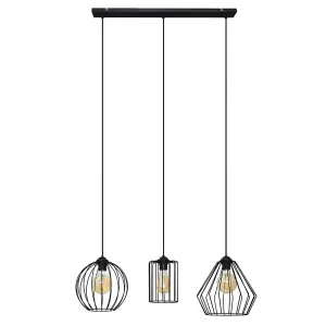 Luminosa Lapis Straight Bar Pendant Ceiling Light Black 7cm