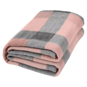 Wholesale Pack of 10 x Check Print Soft Fleece Blanket Throw, 120 x 150cm