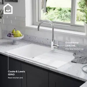 GoodHome Zanthe Chrome-plated Kitchen Side lever Tap