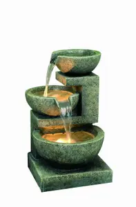 Aqua Creations Medium Granite 3 Bowl Solar Water Feature with Protective Cover