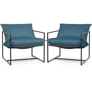 Costway Sling Accent Chairs Set of 2 Outdoor Modern Metal Framed Armchairs