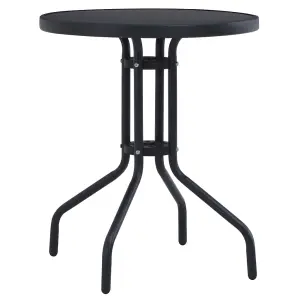 Berkfield Garden Table Black 80 cm Steel and Glass