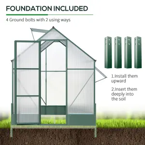 Outsunny Walk-in Greenhouse Garden Polycarbonate Aluminium w/ Smart Window 6x6ft