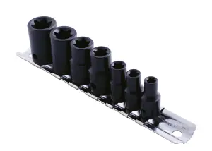 Laser 0897 7pc Star/Trx Impact Socket Rail Set 3/8" & 1/4" Drive