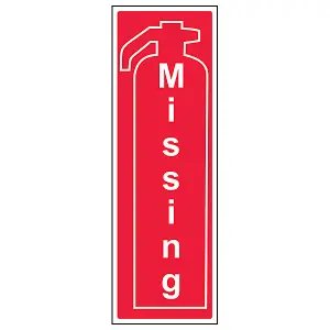 Fire Extinguisher Missing Safety Equipment Sign - Adhesive Vinyl - 150x450mm (x3)