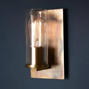 2 PACK Bronze Patina Plate Wall Lamp Light & Clear Glass Shade - Dimmable LED