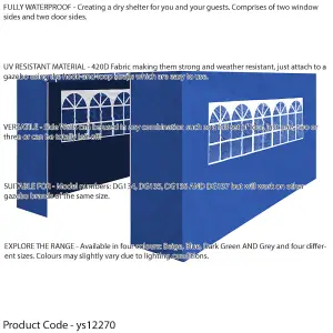 Side Walls Door & Windows for 3x4.5m Pop-Up Gazebo - BLUE - Garden Party Tent