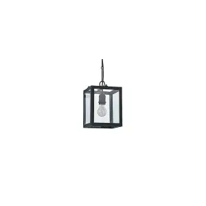 Luminosa Igor 1 Light Ceiling Lantern Pendant Bar Black, Clear Glass Plates, E27