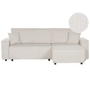 Sofa Bed ABACKA Off-White Corduroy Left Hand