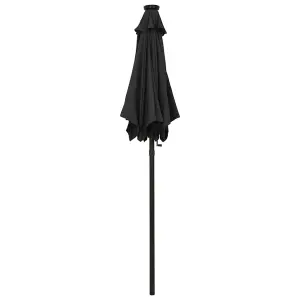 Berkfield Parasol with LED Lights Black 200x211 cm Aluminium