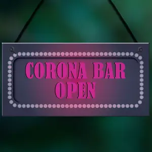 CORONA BAR OPEN Sign Neon Effect Home Bar Pub Man Cave Hanging Sign