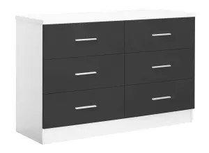 REFLECT XL 6 Drawer Chest of Drawers in Gloss Grey Fronts and Matt White Carcass