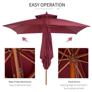 Outsunny 3M Garden Parasol Patio Bamboo Sun Umbrella Sun Shade Outdoor Canopy