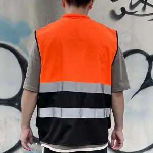 Reflective work clothes multi-pocket reflective clothing construction site vest vest Orange