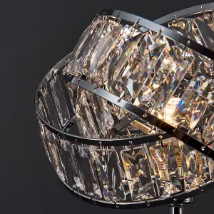 ValueLights Hudson Polished Chrome and Clear Acrylic Jewel Intertwined Rings Design Table Lamp