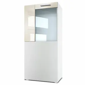 Killion Display Cabinet White/Cream High Gloss / Without LED