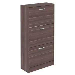 Vida Designs 3 Drawer Shoe Storage Cabinet Walnut