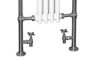 Rinse Traditional Victorian 952x479mm Heated Towel Rail Bathroom Radiator Chrome & White