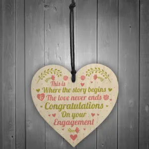 Red Ocean Congratulations On Your Engagement Mr Mrs Wedding Gift Handmade Wooden Heart Plaque Couple Gifts