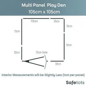 Safetots Premium Multi Panel Play Den, 105cm x 105cm, White, 70cm High, Baby Playpen, Play Den for Toddlers, Large Playpen