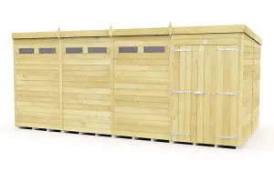 16 x 8 Feet Pent Security Shed - Double Door - Wood - L231 x W474 x H201 cm